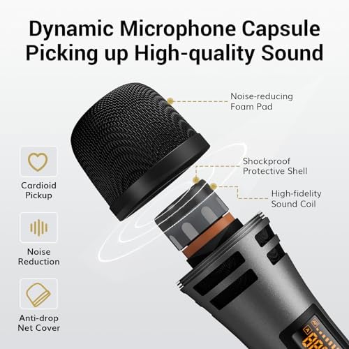 TONOR Wireless Microphones System, Handheld Microfono Inalambrico, Gray - Image 4