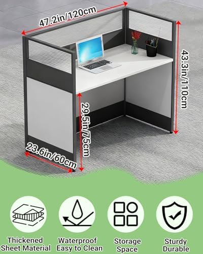 Nykto 1-Person Office Cubicle Desk Workstation w/Mute Privacy Panels, White - Image 2