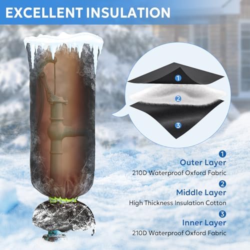 MIXC Outdoor Faucet Covers for Winter Freeze Protection, 15" x 35" Hose Bib Covers for Winter, Reusable Thicker Waterproof Insulated Spigot Cover - Image 2