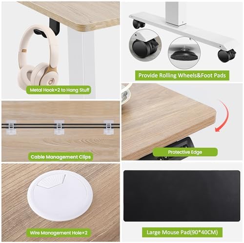 farexon 55x24In Electric Adjustable Standing Desk with Mouse Pad, Oak Gray - Image 5
