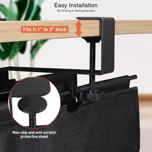 MAXECHO Under Desk Cable Management Tray 28" - Clamp on Wire and Cable Organizer for Storage and to Hide Cords - Ideal for Home Office - Premium Black Fabric Design - Image 3