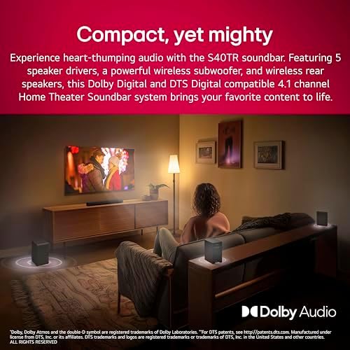 LG S40TR 4.1 ch. Home Theater Soundbar with Rear Surround Speakers and Wireless Subwoofer, Wow Interface, Dolby Audio, AI Sound Pro, Amazon Exclusive - Black - Image 2