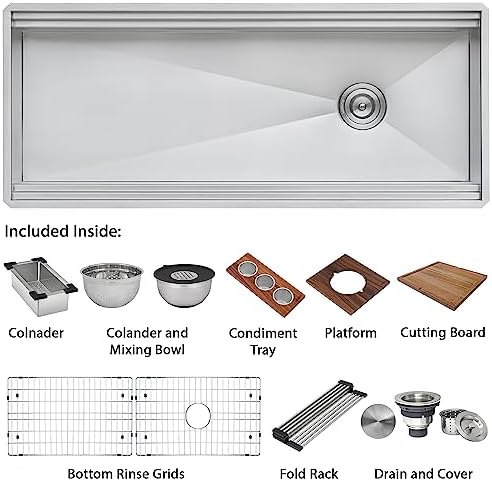 Ruvati 69-inch Workstation Two-Tiered Ledge Kitchen Sink Undermount 16 Gauge Stainless Steel - RVH8666 - Image 3