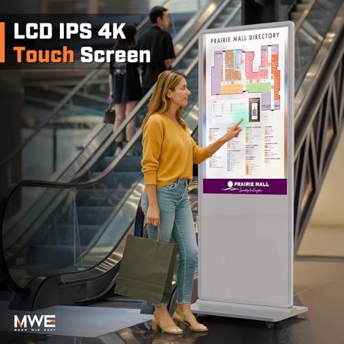 MWE 65 Inch 4K Touchscreen Kiosk, Indoor Floor Standing Digital Signage Display, Advertising Display LCD Kiosk, Interactive Display Poster Android OS with Auto Media Player, HDMI/USB/WIFI, White - Image 3