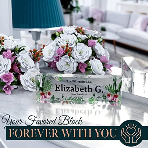 Desk Name Plate Personalized, Custom Name Plates 2½/x8 Inches, Thick Crystal-Clear Acrylic, Gift Box, Office Desk Decor. USA Made by ACRYLUXE (Garden) - Image 5