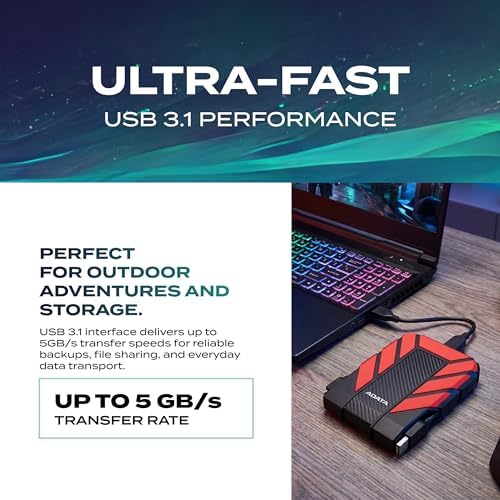 ADATA HD710 Pro External Hard Drive, Red, 1TB - Image 4