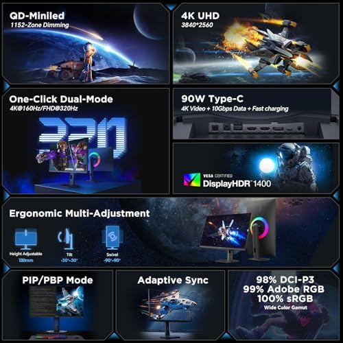 KOORUI 27" 4K QD-Mini LED Gaming Monitor, Dual-Mode (UHD 160Hz/FHD 320Hz) - Image 2