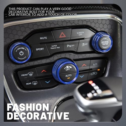 3PCS Air Conditioner Switch Button Knob Cover, Aluminum Alloy Knob Ring Trim Cover, Climate Control Knob Covers, Auto Accessories Compatible with Most Vehicles (Blue) - Image 4