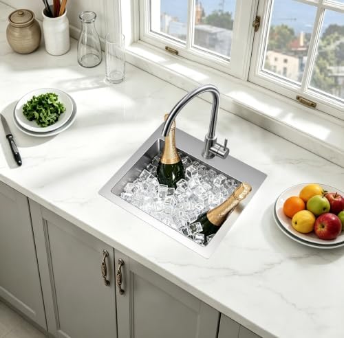 15 inch Drop in Bar Sink Outdoor Prep RV Wet Bar Sink 16 Gauge Stainless Steel Single Bowl Topmount Small Kitchen Sinks - Image 2