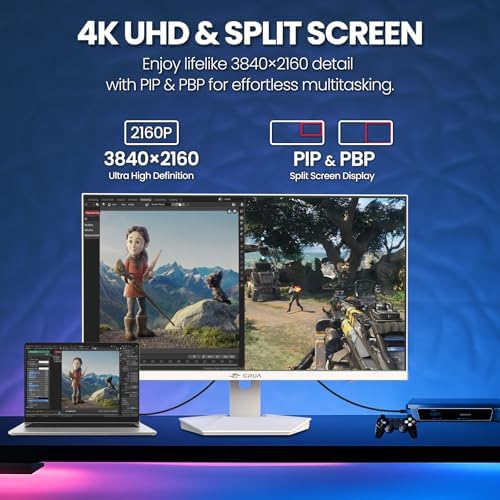 CRUA 27 Inch Dual Mode Gaming Monitor, 4K 160Hz / FHD 320Hz IPS White - Image 6