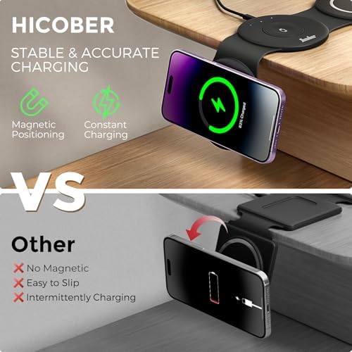 HICOBER 3-in-1 Wireless Charging Station for iPhone, Watch, AirPods, Black - Image 3