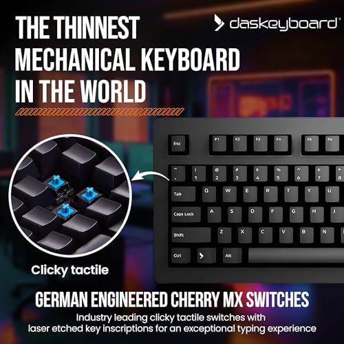 Das Keyboard 4 Professional Wired Mechanical Keyboard, Cherry MX Blue Mechanical Switches, 2-Port USB 3.0 Hub, Volume Knob, Aluminum Top (104 Keys, Black) - Image 2