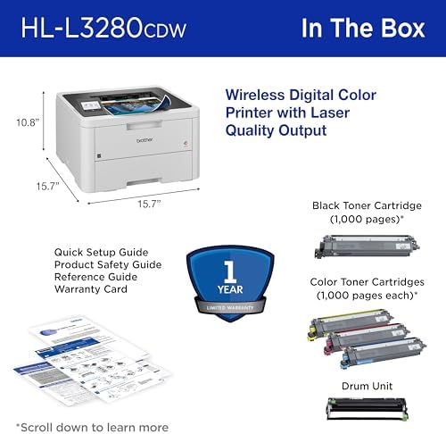 Brother HLL3280CDW Wireless Compact Color Laser Printer, Duplex, Mobile Printing & Ethernet | Includes 2 Month Refresh Subscription Trial¹, Amazon Dash Replenishment Ready (Renewed Premium) - Image 7