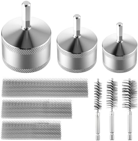 1/2"&3/4"&1" Copper Pipe Cleaner for Drill with 1/4" Hex Shank & Brush Blades & Metal Pipe Cleaning Brush, Tube Thread Cleaner, Plumbing Tools for Plumber Removing Rust, HVAC Stain Removal(3 Piece) by Dreyoo