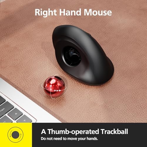 MicroPack Trackball Wireless Mouse, Upgrade Right Hand Ergonomic Mouse with Wireless Vertical Rollerball Computer Mouse, 3 Adjustable DPI, Easy Thumb Control for PC, Laptop, Mac, Windows - Black - Image 2