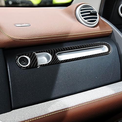 Real Black Carbon Fiber Car Co-Pilot Glove Storage Box Handle Switch Keyhole Panel Trim Sticker Compatible with Benz Smart Fortwo 2011 2012 2013 2014 2015 Auto Interior Accessories 2pcs - Image 3