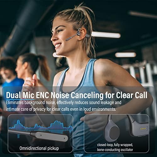 SANOTO Bone Conduction Headphones with Mic, Bluetooth Headset with Microphone Noise Canceling & Mute, Wireless Headset with Sponge Microphone Windscreen, Open Ear Headphones for Work Driving Call - Image 4