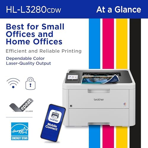Brother HLL3280CDW Wireless Compact Color Laser Printer, Duplex, Mobile Printing & Ethernet | Includes 2 Month Refresh Subscription Trial¹, Amazon Dash Replenishment Ready (Renewed Premium) - Image 2
