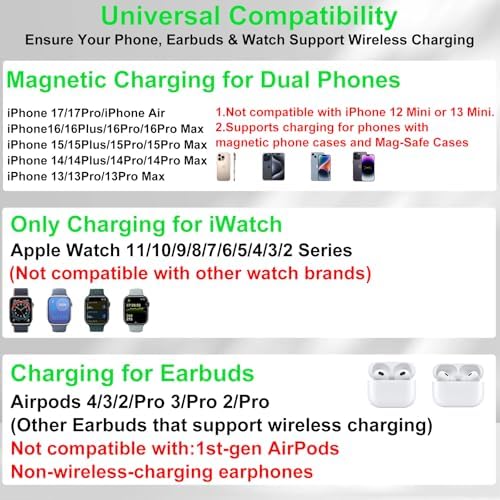 Dual Phone Foldable Wireless Charging Station for Apple, Couple&Family Use - Image 3