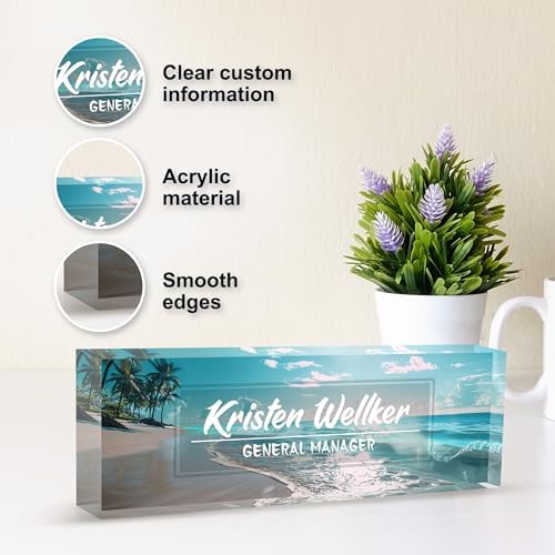 Personalized Acrylic Name Plate for Desk - Custom Office Decor Gift - Customizable Desk Plate - Image 3