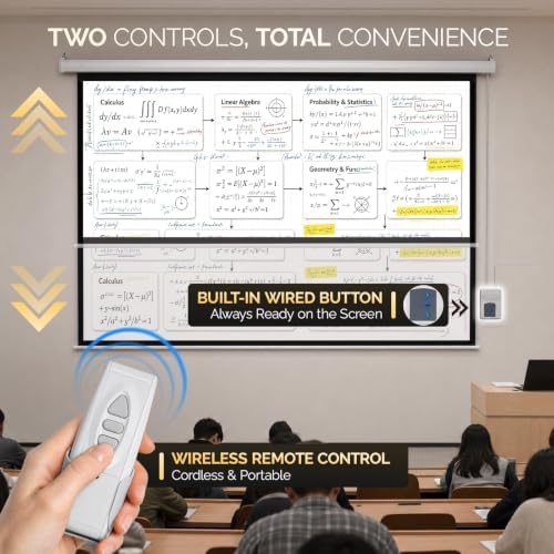 Motorized Projector Screen with Remote Control, No Wrinkles, Without Dents, HD Screen, for Home Theater Office Classroom TV Usage (100in 16:9) - Image 4
