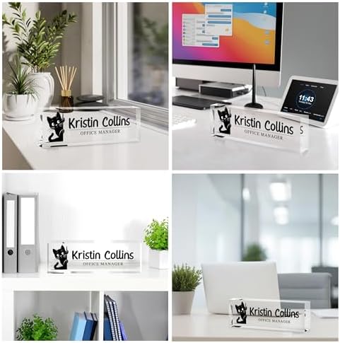 Custom Name Plate for Desk, Personalized Desk Name Plate on Clear Acrylic Glass, Appreciation Gifts for Teacher Employee Boss Coworkers Nurse, Office Desktop Accessories For Women Men (Slate) - Image 2