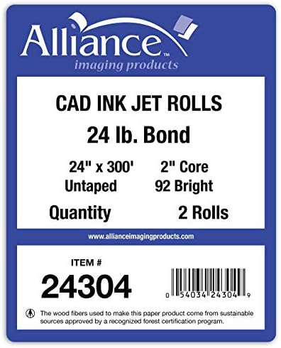 Alliance Wide Format Paper 24" x 300' CAD Bond Rolls (24lb | 120 Rolls, 24 In x 300 Ft | 2" Core) - Image 6