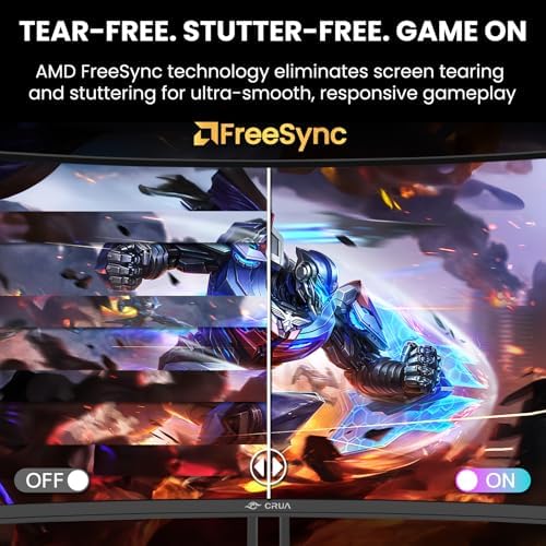 CRUA 34" WQHD 240Hz Ultrawide Curved Gaming Monitor, 1500R, FreeSync, Black - Image 7