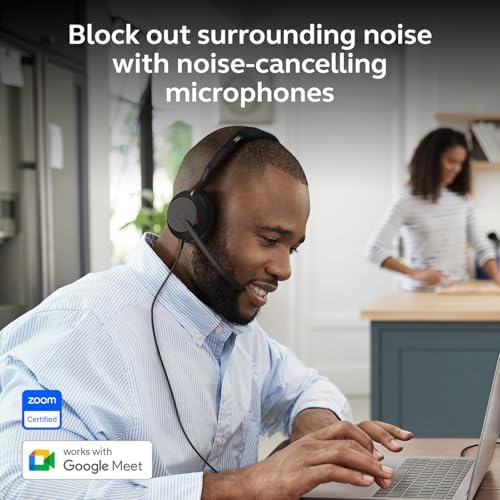 Jabra Evolve2 50 Wired Single-Ear Headset - Noise Cancelling Headphones, Bluetooth Headset for Work with Noise Cancelling Microphones, Works with Online Meeting Platforms Like Zoom & Google, Black - Image 4