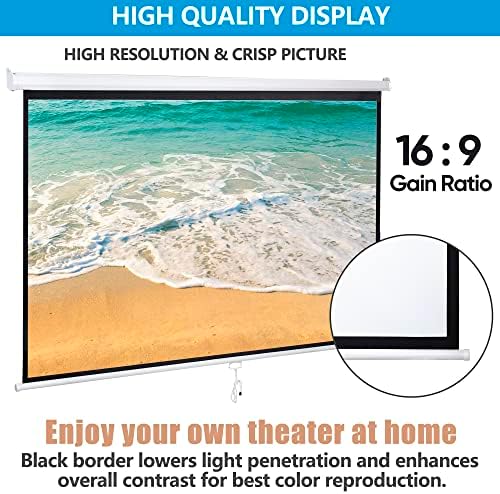 SUPER DEAL 80'' 16:9 HD Projection Screen Foldable Anti-Crease Portable Projector Movie Screen Manual Pull Down for Home Theater Presentation Education Outdoor Indoor Public Display - Image 4