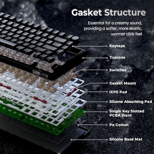 RK ROYAL KLUDGE R75 Wireless Mechanical Keyboard, 75% Percent Topographic Gaming Keyboard Gasket Mount RGB Backlit with Knob & PBT Keycaps, BT5.1/2.4GHz/USB-C, Hot Swappable Cream Switch, Black - Image 7
