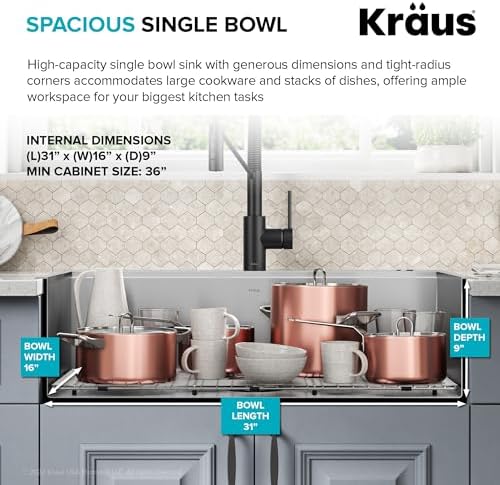 KRAUS Stainless Steel 33 in 16 Gauge Drop In Workstation Sink - Image 5