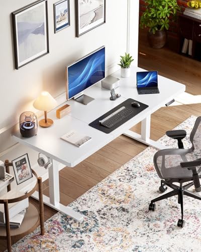 HUANUO 71 x 35 Inch Large Electric Standing Desk, Brushless Motor, White - Image 2