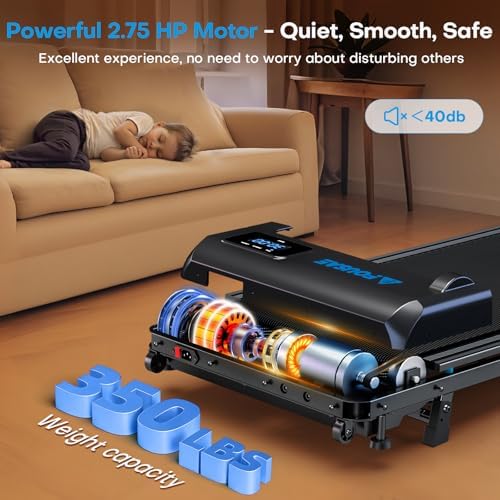Walking Pad, FOUSAE 6.2MPH Under Desk Walking Pad with 10% Incline, Treadmills for Home with Double Frame, 2.75HP Brushless Drive Treadmill, 12 HIIT Programs, Remote Control, 350LBS Capacity - Image 5