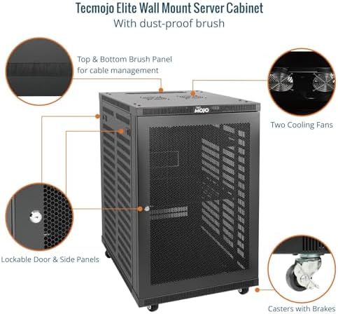Tecmojo 18U Wall Mount Rack,18U Rack 23.6 Inch Depth,Hold Up to 176 Lbs,Server Rack with Casters,Enclosed Network Cabinet for 19 Inch Network,Server and AV Gear,Mesh Door(Elite Collection) - Image 4