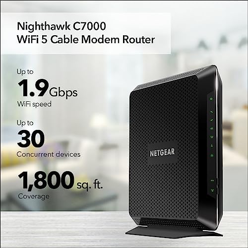 NETGEAR Nighthawk Cable Modem and WiFi 5 Router Combo (C7000) - Compatible with Major Cable Providers incl. Xfinity & Cox - Cable Plans up to 800Mbps - AC1900 (Up to 1.9Gbps) - DOCSIS 3.0 - Image 2
