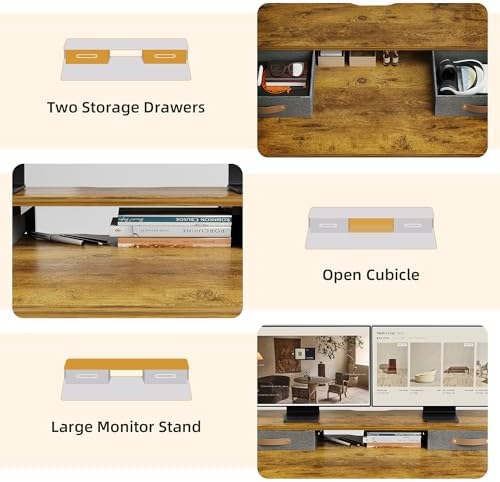 Seang Electric Standing Desk with 2 Drawers, 55 Inch, Rustic Brown - Image 4