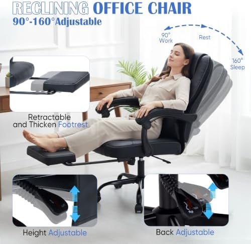 400lbs Reclining Office Chair with Ergonomic Lumbar Support - Image 5