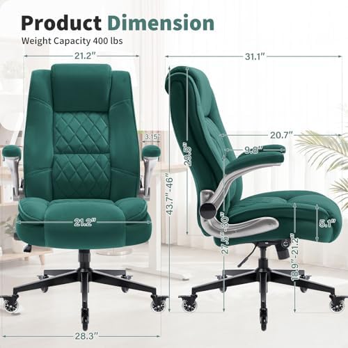 Fabric High Back Office Chair, Thick Padded Ergonomic Computer Desk Chair - Image 3