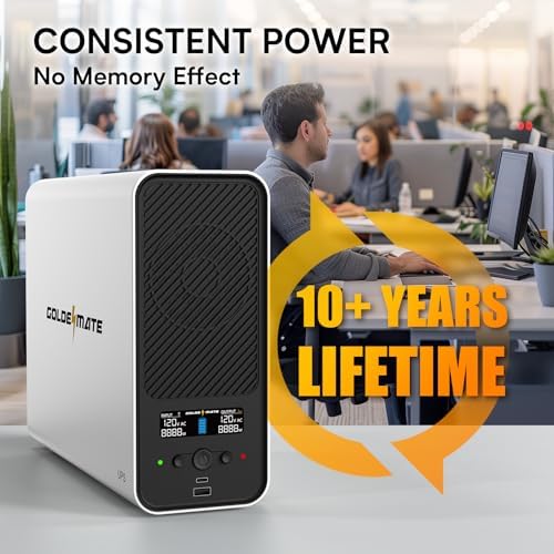 GOLDENMATE 1500VA/1000W Lithium UPS Battery Backup & Surge Protector, White - Image 2