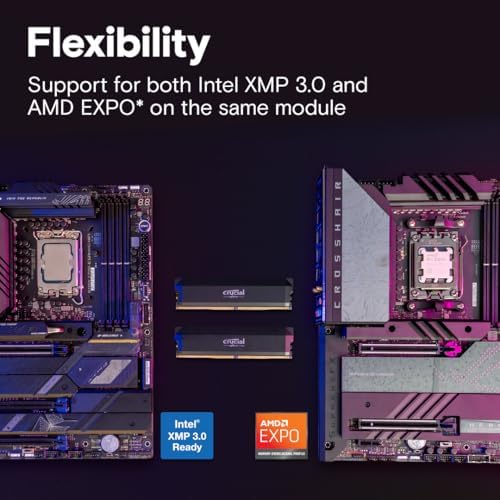 Crucial Pro 32GB DDR5 RAM Kit (2x16GB),CL36 6000MHz, Overclocking Desktop Gaming Memory, Intel XMP 3.0 & AMD Expo Compatible, Black - CP2K16G60C36U5B - Image 4