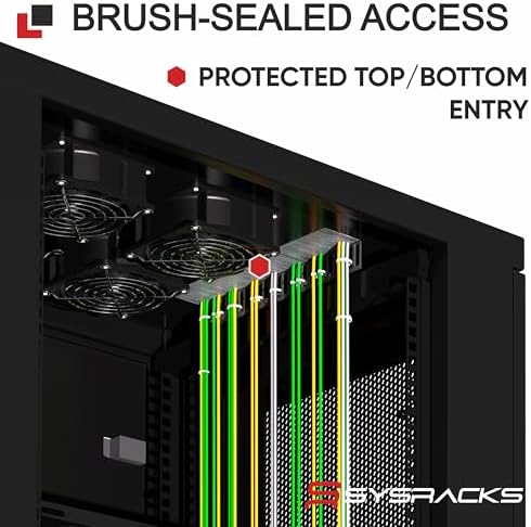 Sysracks 42U Server Rack Cabinet, 19” Floor Standing Enclosed Network Cabinet, 39” Deep IT Rack with Glass Door, 4 Fans, Temperature Control, PDU, Shelf - Image 6