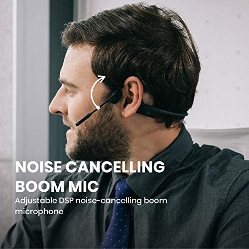 Aftershokz OpenComm (Rebranded as Shokz OpenComm) Wireless Stereo Bone Conduction Bluetooth Headset with Noise-Canceling Boom Microphone for Office Home Business Trucker Drivers Commercial Use, Black - Image 4