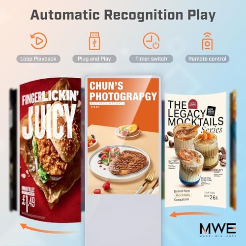 MWE 49 Inch Indoor Floor Standing Digital Signage Advertising Display Kiosk LCD Screen Commercial Totem Android System Vertical Poster with Auto Media Player-White - Image 3