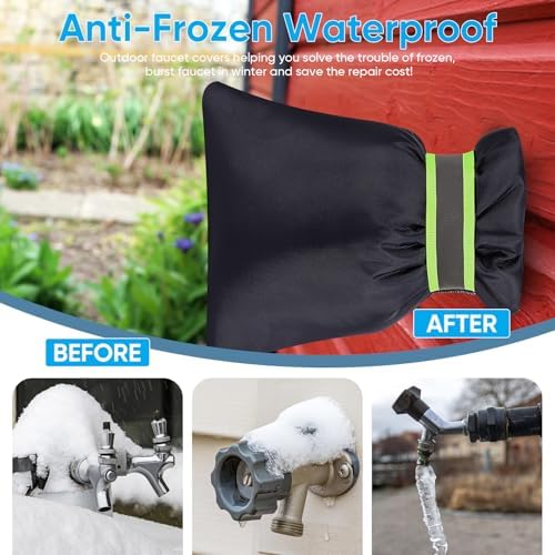 4Pack Outdoor Faucet Covers for Winter - 6.7" W x 8.3" H Outside Hose Bib Spigot Covers Protector Socks for Winter Freeze Protection Insulation Reusable Waterproof Insulated backflow Cover,Black - Image 2
