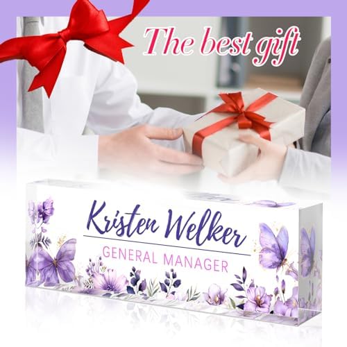 Custom Office Name Plate for Desk - Desk Name Plate Personalized Gifts for Coworkers, Boss, Employees, Teacher, Nurse - Office Desk Decor for Women Men - Employee Appreciation Gifts (Purple Garden) - Image 6