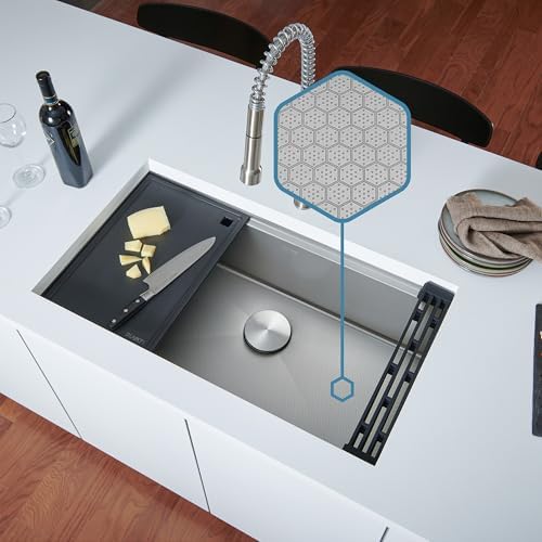 Ruvati 30-in Hex-Bottom Embossed Workstation Kitchen Sink - RVH8630 - Image 2