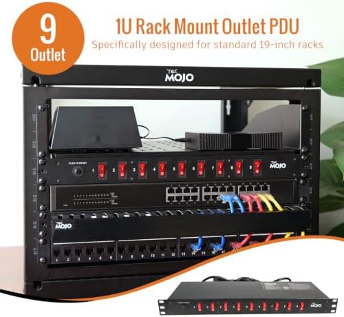 Tecmojo 9-Outlet Rack Mount Overloading Protection Circuit Breaker PDU, with Individual Switch 6ft Cord for IT and Network Racks and Cabinets(SKU# 13110901) - Image 3