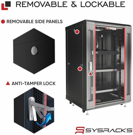 15U Wall Mount Server Rack Cabinet, 19” Locking Network Rack, 24” Deep, Glass Door, with Fan, PDU and Shelf - Image 6