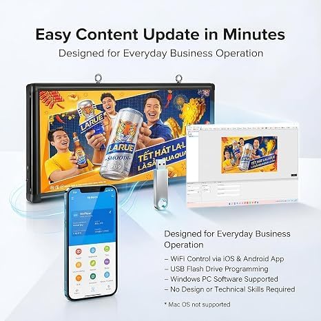 P6 Outdoor Full Color LED Scrolling Sign 40” x 18”, Programmable Digital Display with WiFi & USB Control, High Brightness Waterproof LED Message Board for Storefront Business Advertising - Image 4